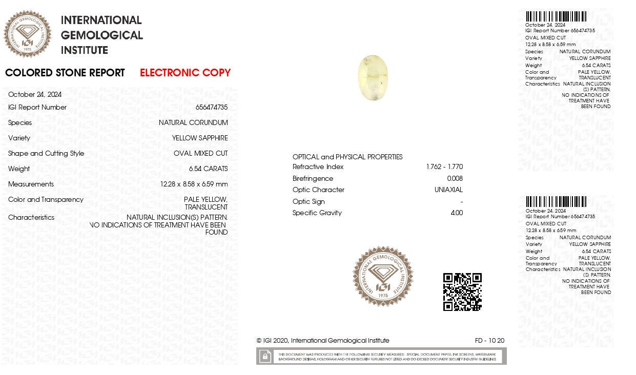 Natural Yellow sapphire ( pukhraj )  6.54 Carat (Sri Lanka Origin)