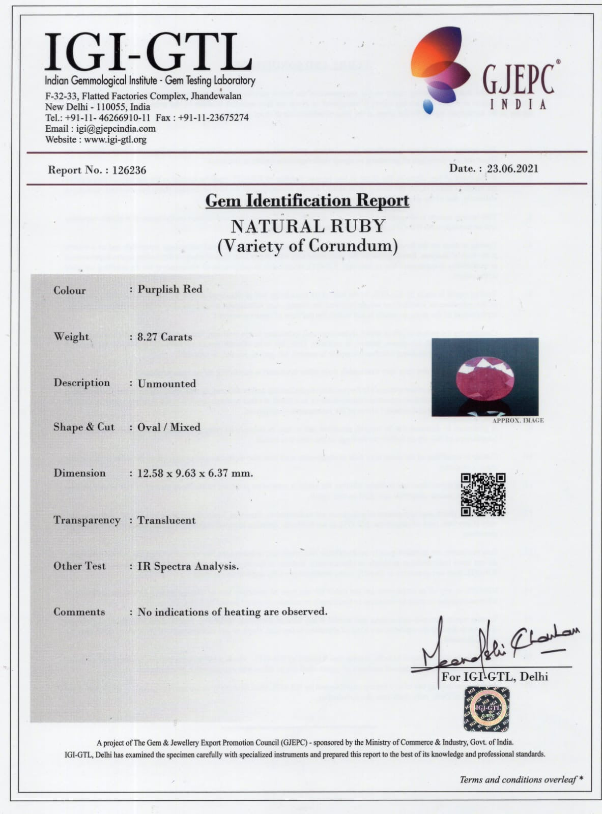 Natural Ruby 8.27 Carat