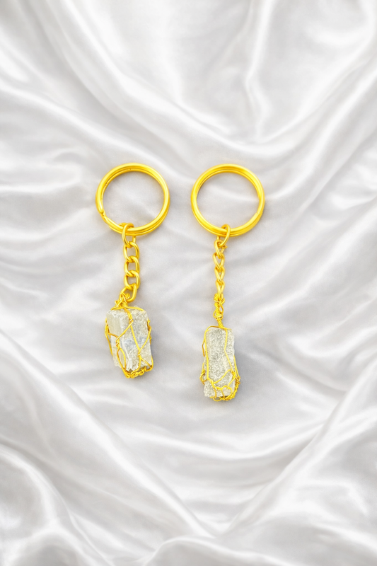 Pyrite Crystal Keychain, Pyrite Gemstone Keychain